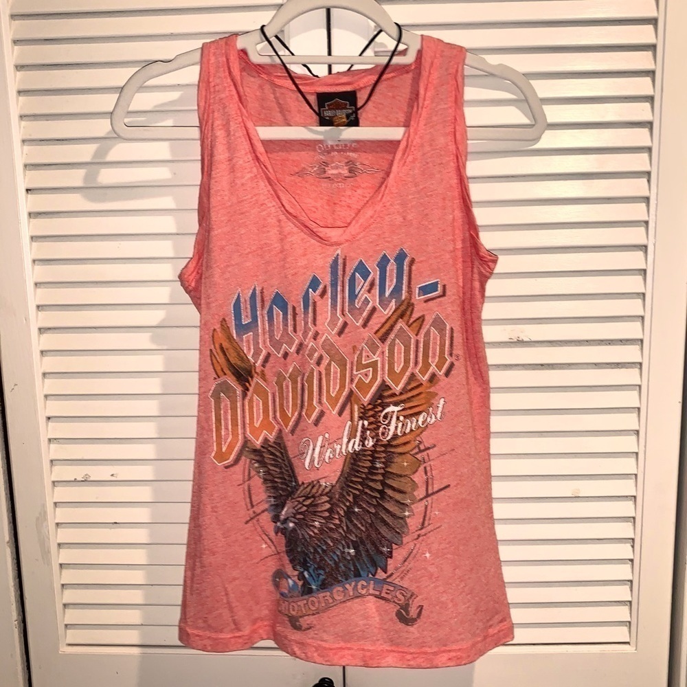 Harley Davidson Women’s Tank Top Pink Small with necklace - Picture 2 of 8